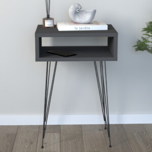 Κομοδίνο Scott Megapap χρώμα ανθρακί 40x30x60εκ. - Image 2