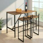 Τραπέζι μπαρ - stand Crego Megapap μεταλλικό - μελαμίνης χρώμα pine oak - μαύρο 100x45x89εκ. - Image 2