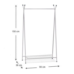 Επιδαπέδια κρεμάστρα Shua Megapap μεταλλική χρώμα λευκό 90x38x150εκ. - Image 3