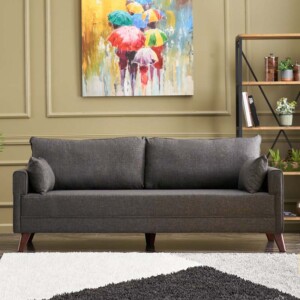 Καναπές Bella Megapap τριθέσιος υφασμάτινος χρώμα ανθρακί 208x81x85εκ. - Image 2