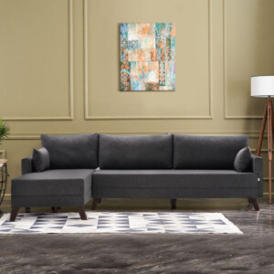 Γωνιακός καναπές Bella Megapap αριστερή γωνία υφασμάτινος χρώμα ανθρακί 275x165x85εκ. - Image 2