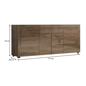 Μπουφές Joseph Megapap χρώμα καρυδί 177x40x76εκ. - Image 4