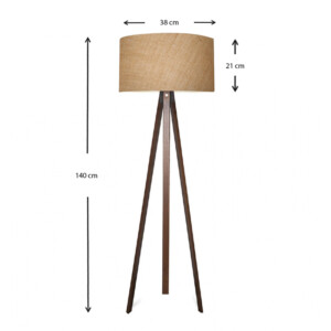 Φωτιστικό δαπέδου Rosling Megapap Mdf/ύφασμα Pvc χρώμα καρυδί/φυσικό 38x38x140εκ. - Image 3