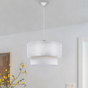 Φωτιστικό οροφής Barnhart Megapap υφασμάτινο μονόφωτο χρώμα λευκό 30x30x70εκ. - Image 2