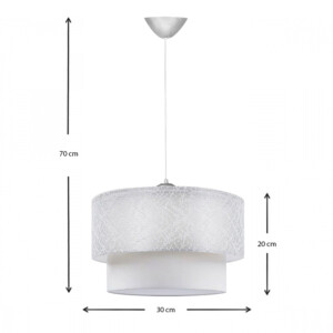 Φωτιστικό οροφής Barnhart Megapap υφασμάτινο μονόφωτο χρώμα λευκό 30x30x70εκ. - Image 3