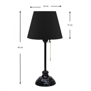 Φωτιστικό επιτραπέζιο Vienna Megapap E27 υφασμάτινο - μεταλλικό χρώμα μαύρο Φ22x45εκ. - Image 3