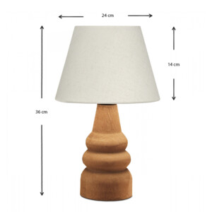 Φωτιστικό επιτραπέζιο Lary Megapap E27 υφασμάτινο - ξύλινο χρώμα κρεμ - καφέ Φ24x36εκ. - Image 3
