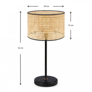 Φωτιστικό επιτραπέζιο Idaho Megapap E27 ρατάν - μεταλλικό χρώμα φυσικό - μαύρο Φ24x32εκ. - Image 3