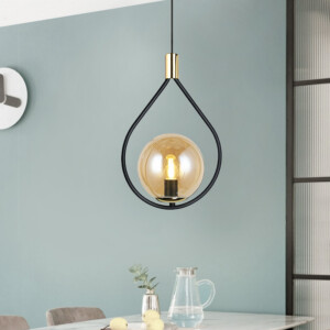 Φωτιστικό οροφής Lewis Megapap E27 μεταλλικό μονόφωτο χρώμα μαύρο - χρυσό 14x26x70εκ. - Image 2