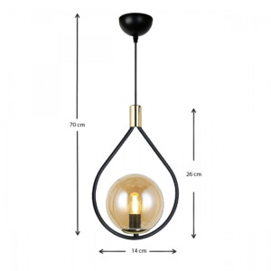 Φωτιστικό οροφής Lewis Megapap E27 μεταλλικό μονόφωτο χρώμα μαύρο - χρυσό 14x26x70εκ. - Image 3