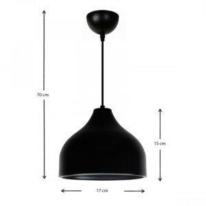 Φωτιστικό οροφής Damon Megapap E27 μεταλλικό μονόφωτο χρώμα μαύρο Φ17x70εκ. - Image 3