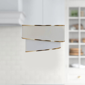 Φωτιστικό οροφής Fanny Megapap E27 υφασμάτινο μονόφωτο χρώμα λευκό - χρυσό Φ30x70εκ. - Image 2