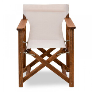 Σετ τραπεζαρία κήπου Queen Megapap ξύλινη τραπέζι 80x60εκ. - πολυθρόνα σκηνοθέτη καρυδί - εκρού πανί S_GP045-0004,1+GP045-0001,1x4 - Image 4