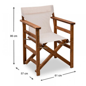 Σετ τραπεζαρία κήπου Queen Megapap ξύλινη τραπέζι 80x60εκ. - πολυθρόνα σκηνοθέτη καρυδί - εκρού πανί S_GP045-0004,1+GP045-0001,1x4 - Image 9