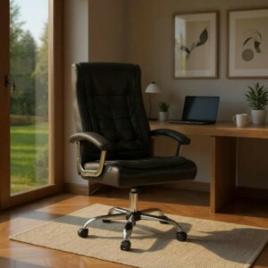 Καρέκλα γραφείου διευθυντική Vision Megapap από τεχνόδερμα χρώμα μαύρο 63x70x112/120εκ. - Image 3