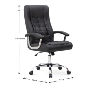 Καρέκλα γραφείου διευθυντική Vision Megapap από τεχνόδερμα χρώμα μαύρο 63x70x112/120εκ. - Image 9