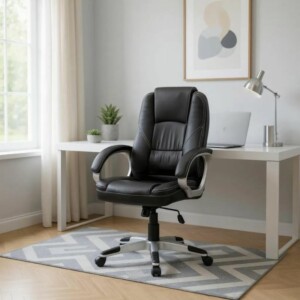 Καρέκλα γραφείου διευθυντική Robie Megapap από τεχνόδερμα χρώμα μαύρο 64x62x108/118εκ. - Image 3