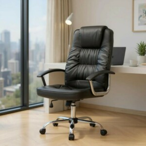 Καρέκλα γραφείου διευθυντική Arial Megapap από τεχνόδερμα χρώμα μαύρο 62x63x112/122εκ. - Image 3