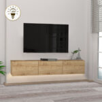 Έπιπλο τηλεόρασης επιτοίχιο Damla Megapap με LED χρώμα sapphire oak 180x29