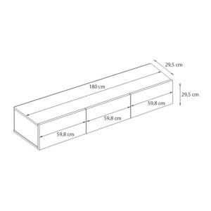 Έπιπλο τηλεόρασης επιτοίχιο Damla Megapap με LED χρώμα sapphire oak - ανθρακί 180x29,5x29,5εκ. - Image 5