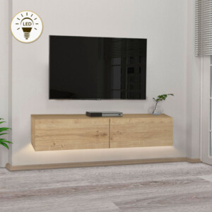Έπιπλο τηλεόρασης επιτοίχιο Aristo Megapap με LED χρώμα sapphire oak 135x31