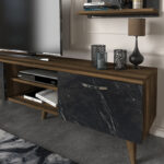 Έπιπλο τηλεόρασης Geacles Megapap χρώμα καρυδί - μαύρο εφέ μαρμάρου 180x40x50εκ. - Image 4