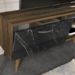 Έπιπλο τηλεόρασης Geacles Megapap χρώμα καρυδί - μαύρο εφέ μαρμάρου 180x40x50εκ. - Image 5