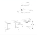 Έπιπλο τηλεόρασης Geacles Megapap χρώμα καρυδί - μαύρο εφέ μαρμάρου 180x40x50εκ. - Image 6