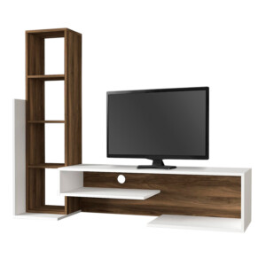 Σύνθεση τηλεόρασης Bend Megapap χρώμα λευκό - καρυδί 153,6x39x131εκ. - Image 3