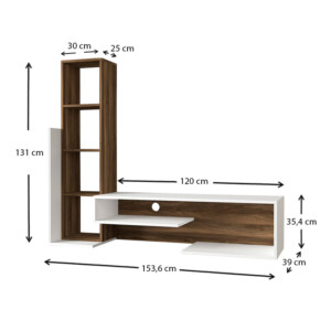 Σύνθεση τηλεόρασης Bend Megapap χρώμα λευκό - καρυδί 153,6x39x131εκ. - Image 4