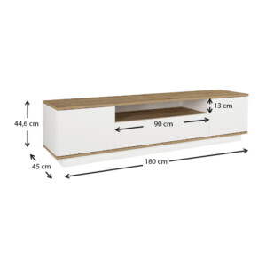 Έπιπλο τηλεόρασης Fedya Megapap χρώμα λευκό - sapphire oak 180x45x44,6εκ. - Image 5