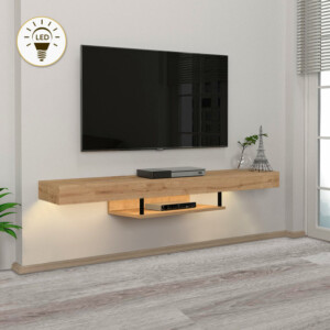 Έπιπλο τηλεόρασης επιτοίχιο Albares Megapap με LED χρώμα sapphire oak 150x29