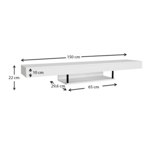 Έπιπλο τηλεόρασης επιτοίχιο Albares Megapap με LED χρώμα λευκό 150x29,6x22εκ. - Image 4