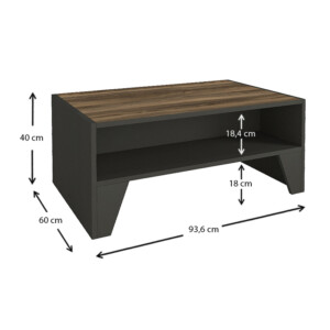 Τραπεζάκι σαλονιού Chester Megapap χρώμα ανθρακί - καρυδί 93,6x60x40εκ. - Image 5