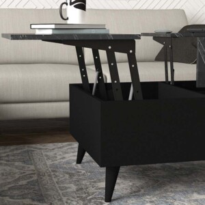 Τραπεζάκι σαλονιού Roy Megapap με σερβιτόρο χρώμα μαύρο - εφέ μαρμάρου 121x69x40εκ. - Image 4