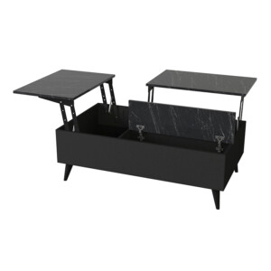 Τραπεζάκι σαλονιού Roy Megapap με σερβιτόρο χρώμα μαύρο - εφέ μαρμάρου 121x69x40εκ. - Image 7