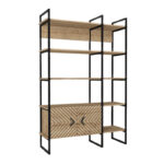 Βιβλιοθήκη Eduardo Megapap μεταλλική - μελαμίνης χρώμα sapphire oak 120x39x180εκ. - Image 4