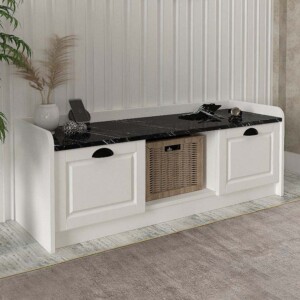 Παπουτσοθήκη Rayne Megapap χρώμα λευκό - μαύρο εφέ μαρμάρου 120x40x45εκ.