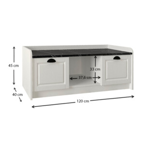 Παπουτσοθήκη Rayne Megapap χρώμα λευκό - μαύρο εφέ μαρμάρου 120x40x45εκ. - Image 5