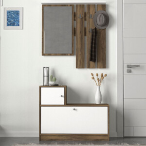 Έπιπλο εισόδου Galina Megapap χρώμα καρυδί - λευκό 91,8x27x70εκ. - Image 3