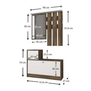 Έπιπλο εισόδου Galina Megapap χρώμα καρυδί - λευκό 91,8x27x70εκ. - Image 6