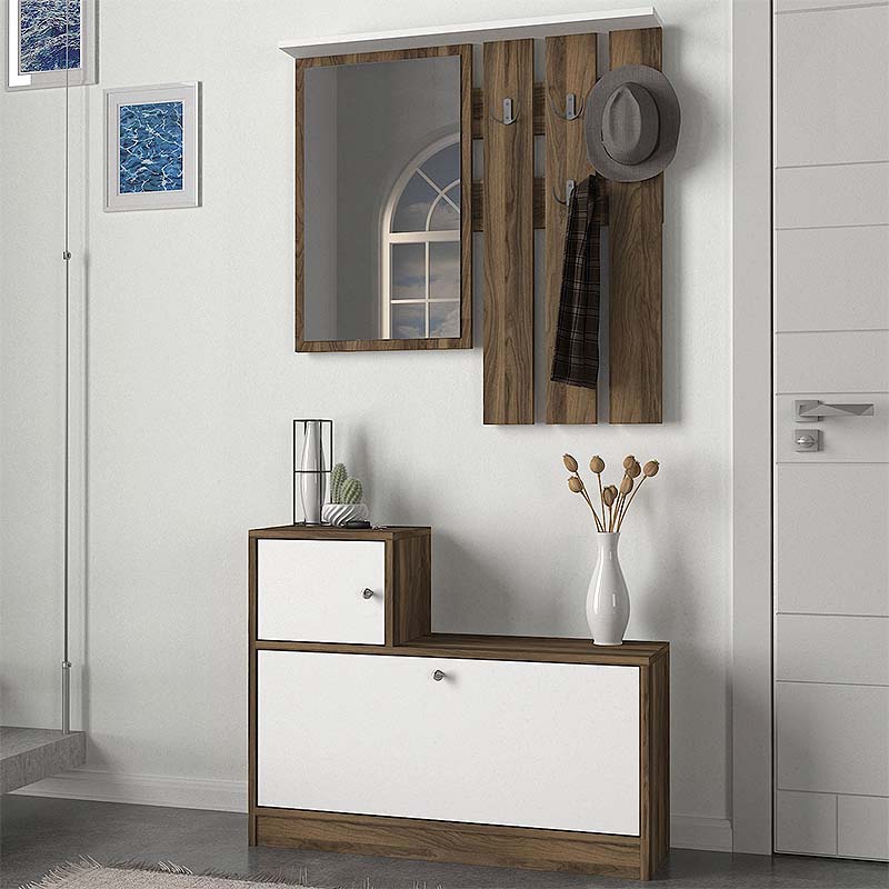 Έπιπλο εισόδου Galina Megapap χρώμα καρυδί - λευκό 91 Έπιπλο εισόδου Galina Megapap χρώμα καρυδί - λευκό 91