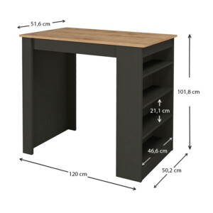 Τραπέζι μπαρ Monaco Megapap χρώμα ανθρακί - sapphire oak 120x51,6x101,8εκ. - Image 4
