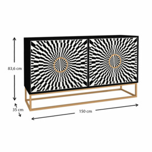 Μπουφές Gradel Megapap χρώμα μαύρο - ασπρόμαυρο 150x35x83,6εκ. - Image 6