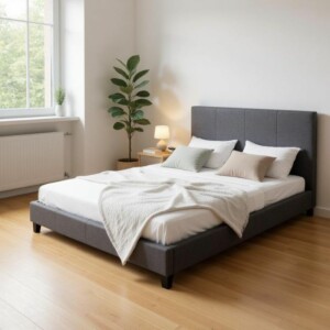 Κρεβάτι Flat Megapap υφασμάτινο χρώμα ανθρακί 160x200εκ. - Image 2