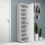 Ντουλάπα ρούχων - παπουτσοθήκη Visla Megapap μονόφυλλη με καθρέπτη χρώμα λευκό 45x36x187εκ. - Image 2