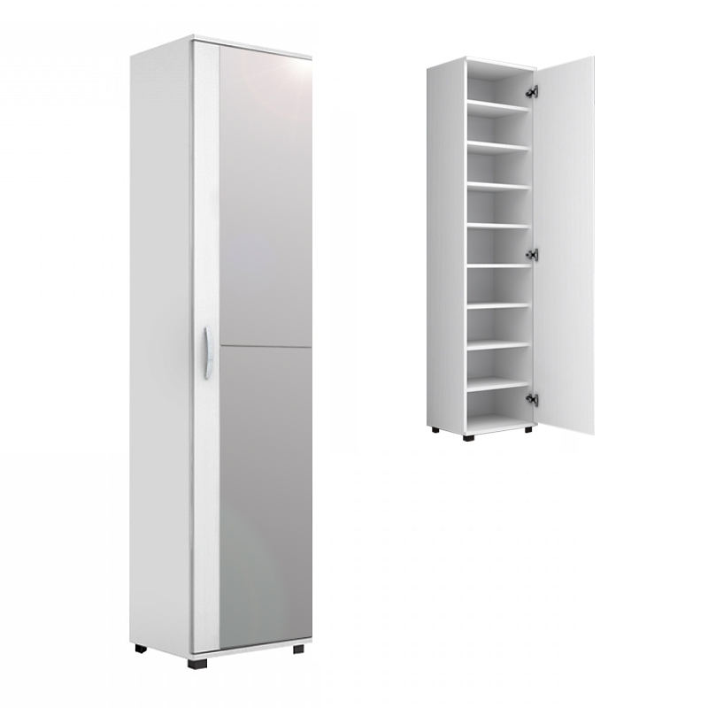 Ντουλάπα ρούχων - παπουτσοθήκη Visla Megapap μονόφυλλη με καθρέπτη χρώμα λευκό 45x36x187εκ. Ντουλάπα ρούχων - παπουτσοθήκη Visla Megapap μονόφυλλη με καθρέπτη χρώμα λευκό 45x36x187εκ.