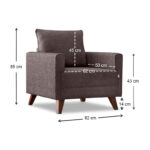 Πολυθρόνα Bella Megapap υφασμάτινη χρώμα καφέ 82x81x85εκ. - Image 7