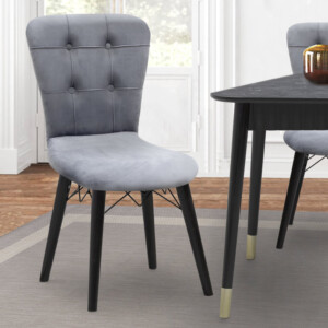 Καρέκλα τραπεζαρίας Palmira Megapap από βελούδο χρώμα γκρι - μαύρο πόδι 47x44x88εκ. - Image 2