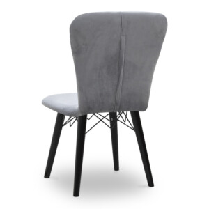 Καρέκλα τραπεζαρίας Palmira Megapap από βελούδο χρώμα γκρι - μαύρο πόδι 47x44x88εκ. - Image 3